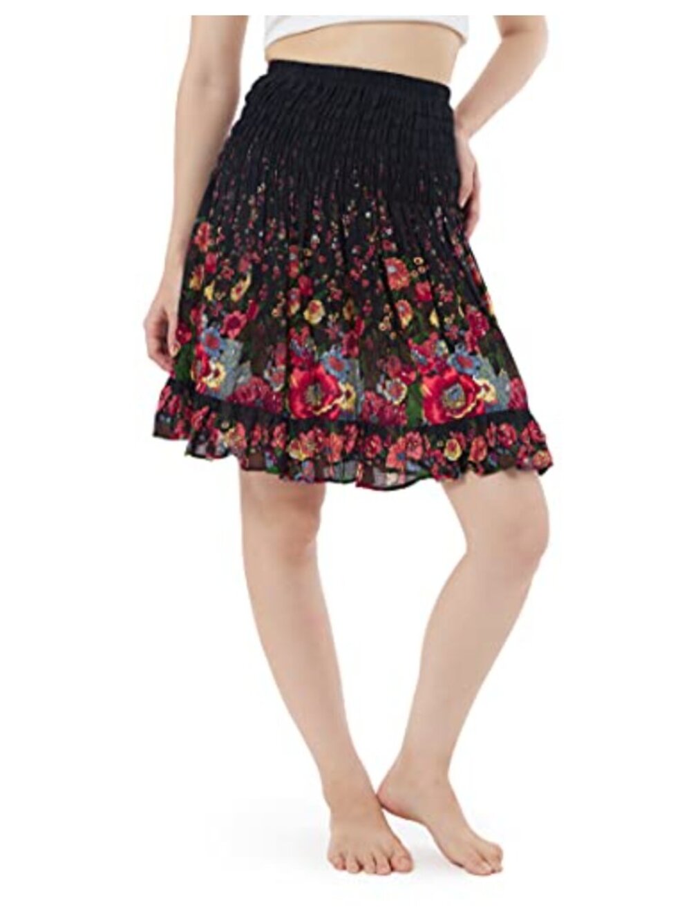 High Waisted Flowy Boho Skirt Skater Mini Knee Length Summer